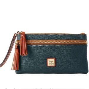 Dooney & Bourke Pebble Grain Double Zip Wristlet Forest Color